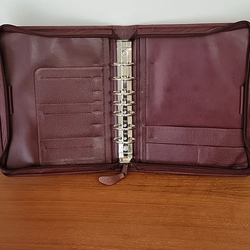 Vintage Franklin Covey Quest Leather Zip Binder Planner 7 Ring Bin3